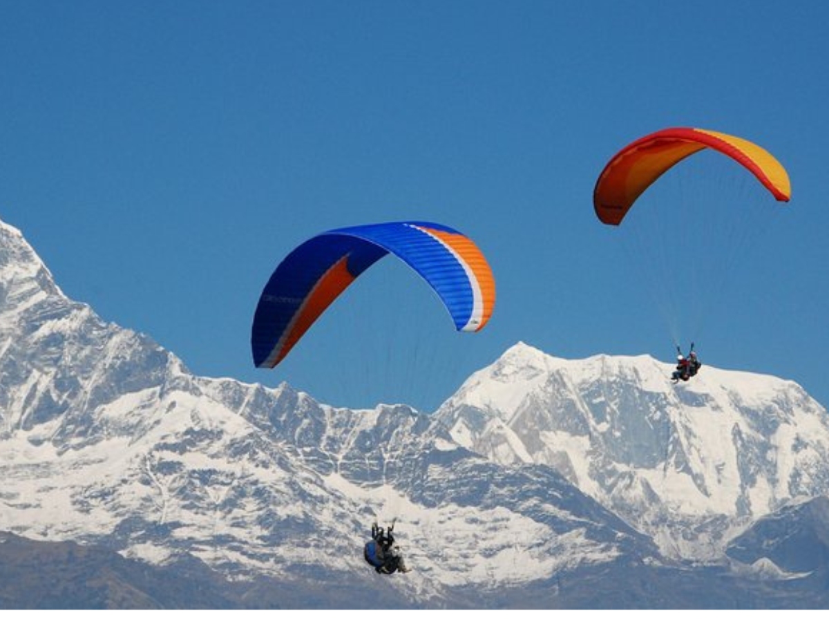 Paragliding over Pokhara lake